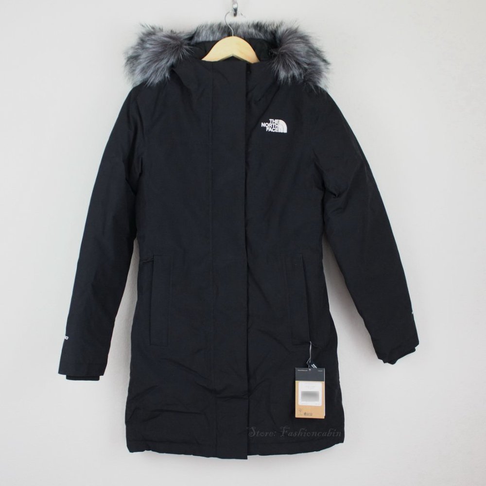 NWT The North Face Arctic Hooded Waterproof Down Coat, Black, XS, Zip Closure
